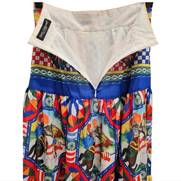 Dolce & GabbanaCarretto-print poplin maxi skirt SZ Small - Picture 5 of 16